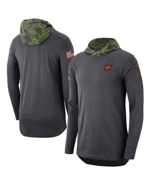 Men's Anthracite Clemson Tigers Military-Inspired Long Sleeve Hoodie T-shirt