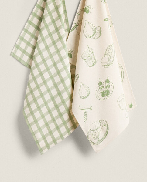 Pack of tapas print cotton tea towels (pack of 2)