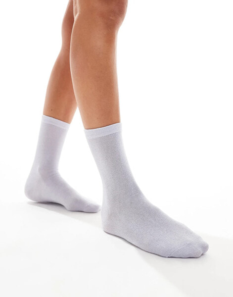 Vero Moda shiny yarn socks in pale lilac