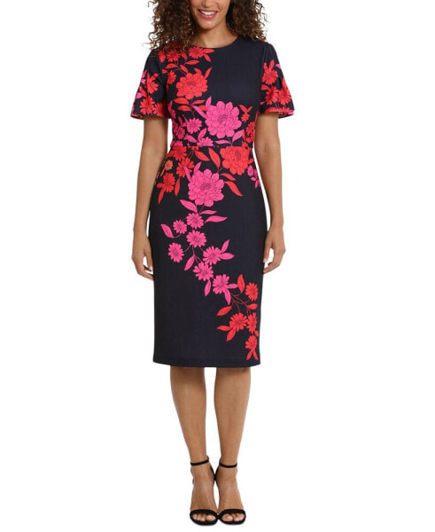 Women's Floral Flutter-Sleeve Midi Dress