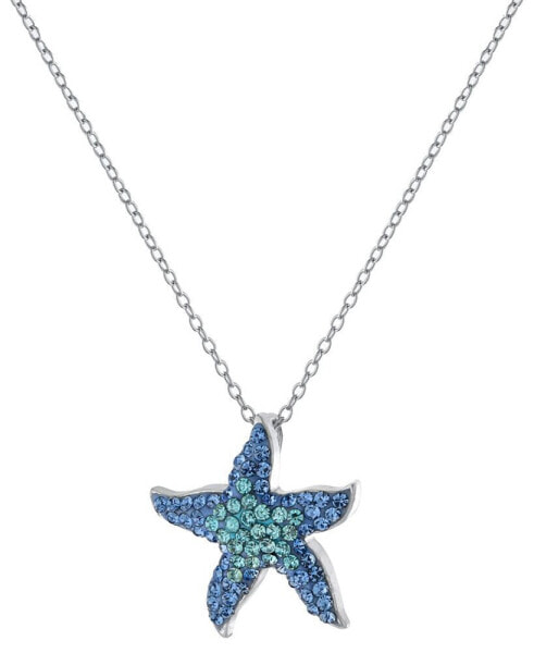 Macy's crystal Starfish Pendant 16+2" Extender Chain In Silver Plated