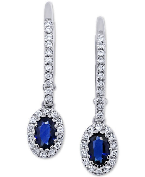 Sapphire (5/8 ct. t.w.) & Diamond (1/5 ct. t.w.) Drop Earrings in 14k White Gold