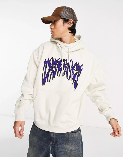 Weekday Oversize internet graphic hoodie in beige