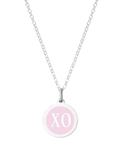 Auburn Jewelry mini XO Pendant Necklace in Sterling Silver and Enamel, 16" + 2" Extender