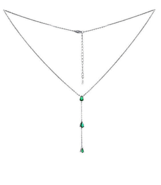 Gryn Silver Necklace with Green Brilliance Zirconia MSS1023NG