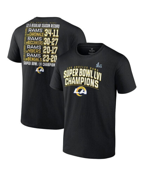 Men's Black Los Angeles Rams Super Bowl LVI Champions Schedule T-shirt