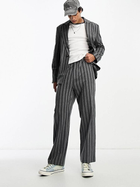 Reclaimed Vintage straight leg trouser co-ord in vintage blue and grey stripe