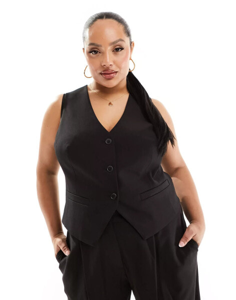 ASOS DESIGN Curve tailored waistcoat in black