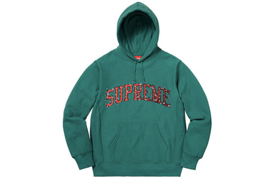 Supreme FW18 Water Arc Hooded Sweatshirt Dark Teal 胸前logo连帽衫卫衣 男女同款 绿色 送礼推荐 / Худи Supreme FW18 Water SUP-FW18-203