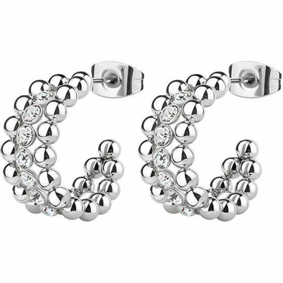 Modern steel earrings with crystals Perfect BPC24