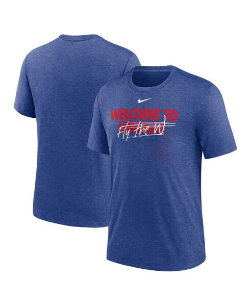 Men's Heather Royal Chicago Cubs Home Spin Tri-Blend T-shirt