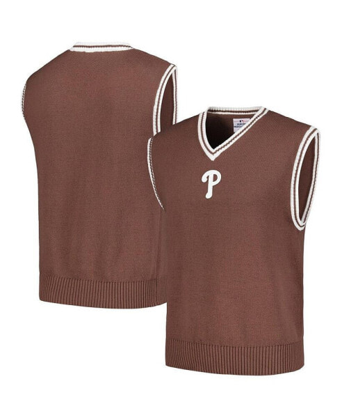 Men's Brown Philadelphia Phillies Knit V-Neck Pullover Sweater Vest