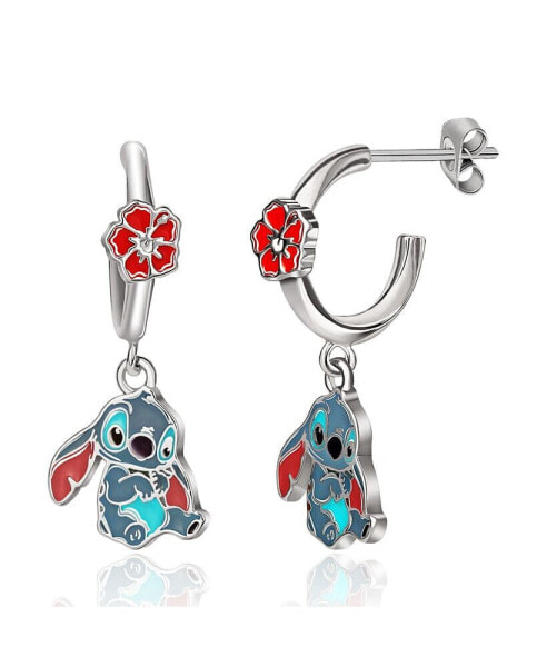 Lilo & Stitch Hoop Earrings with Dangle Stitch Charm