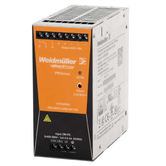 Weidmüller PRO MAX3 - 240 W - 320 - 575 V - 45 - 65 Hz - 0.4 A - 91.5% - Input fuse,Short circuit