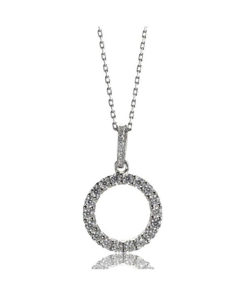 Suzy Levian New York suzy Levian Sterling Silver Cubic Zirconia Mini Open Circle Pendant Necklace