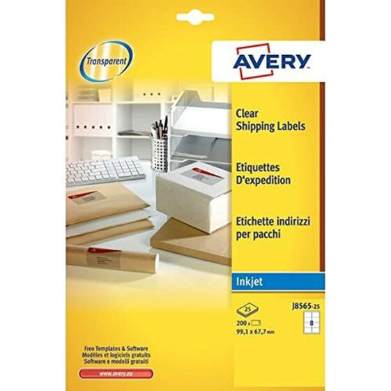 Самоклеящиеся этикетки Avery Quickpeel 99,1 x 67,7 мм Прозрачные 25 листов