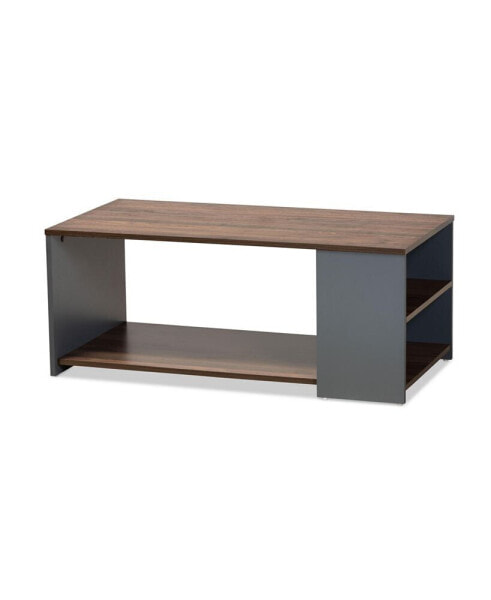 Thornton Modern and Contemporary 39.4" Two-Tone and Finished Wood Storage Coffee Table