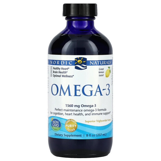 Omega-3, Lemon, 1,560 mg, 8 fl oz (237 ml)