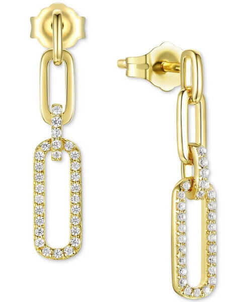 Cubic Zirconia Link Drop Earrings in Sterling Silver or 14k Gold-Plated Sterling Silver