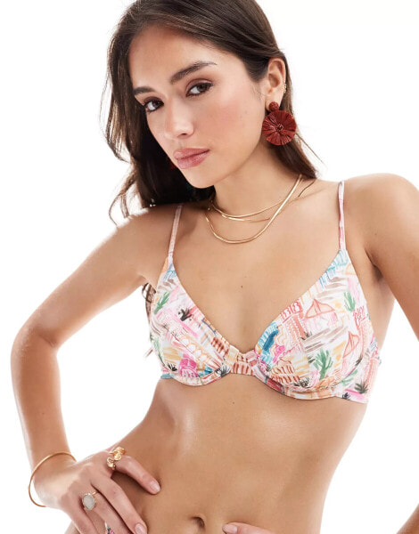 ASOS DESIGN Marrakech underwired bikini top in multi