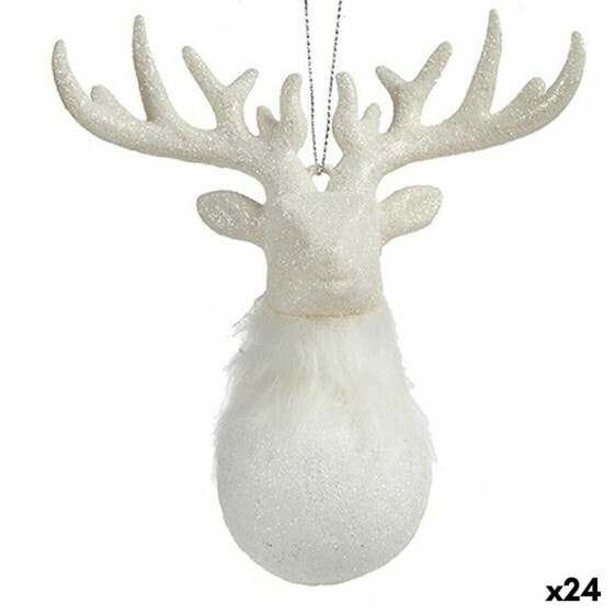 Елочные украшения Krist+ Рождественская игрушка Северный олень Белый Пластик Пурпурин 14 x 15,5 x 7 см (24 штуки)