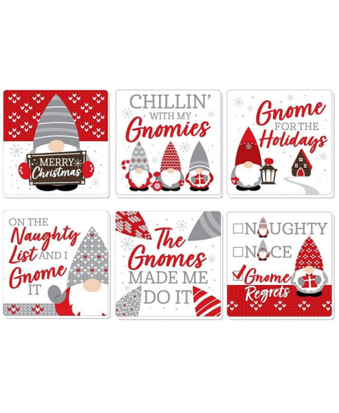 Christmas Gnomes - Funny Holiday Party Decorations - Drink Coasters - Set of 6