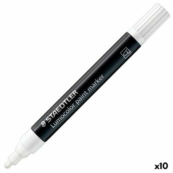 Фломастер постоянный STAEDTLER Lumocolor Белый 10 штук