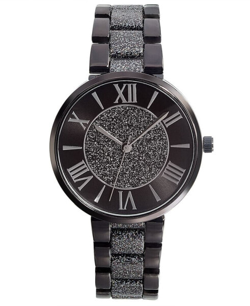 Часы и аксессуары I.N.C. International Concepts Женские наручные часы с браслетом из блесток Черного тона 36мм, созданные для Macy's
