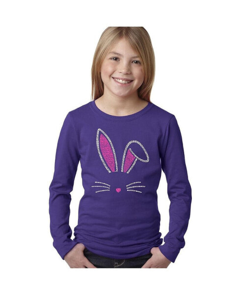 Girls Word Art Long Sleeve T-Shirt - Bunny Ears