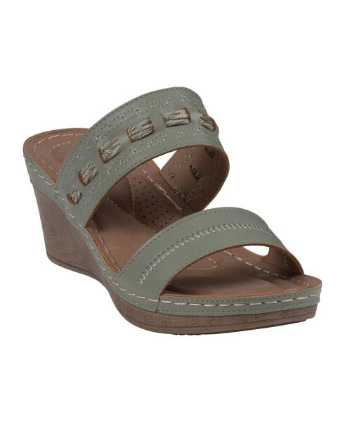 Women's Mariah Double Band Slip-On Wedge Sandals