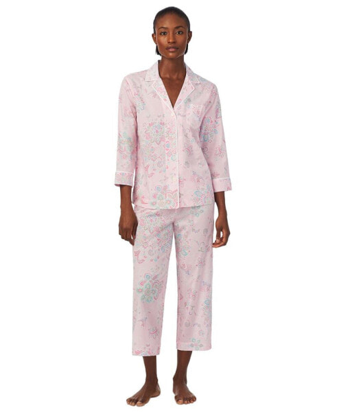 Petite 2-Pc. Notched-Collar Pajamas Set