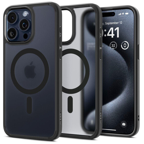 Чехол для iPhone 15 Pro Spigen Ultra Hybrid Mag с MagSafe черно-прозрачный