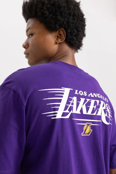 Fit Nba Los Angeles Lakers Oversize Fit Bisiklet Yaka Tişört