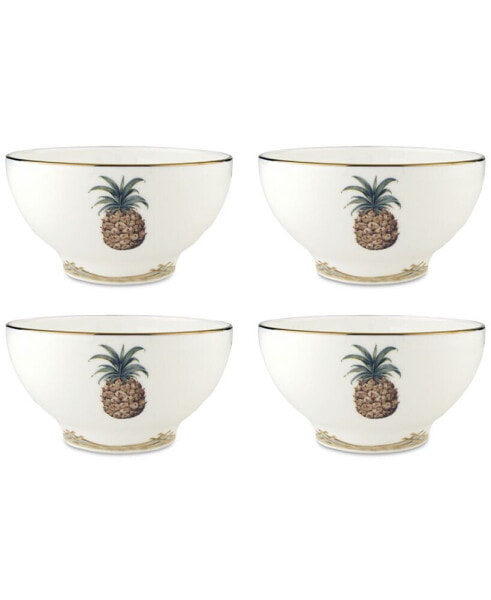 British Colonial Bamboo Rice Bowls, Set of 4