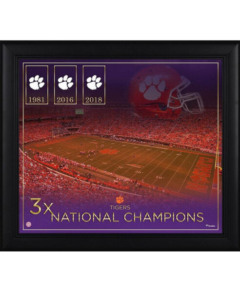 Clemson Tigers Framed 15" x 17" Football Championship Count Collage