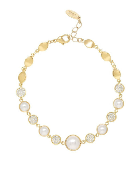 18K Gold Imitation Pearl Globe Trotter Women's Anklet