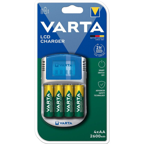 VARTA LCD Charger 12V USB+4 2600mAh Mignon AA