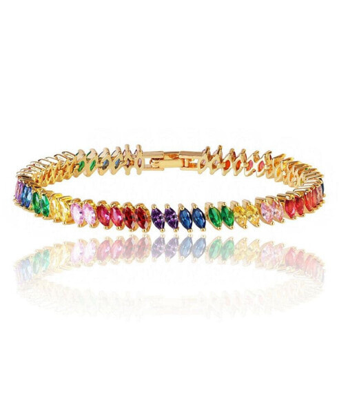 Rainbow Tennis Bracelet with Rainbow Marquise Stones