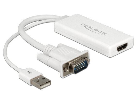 Разъемы и переходники Delock 62460 - 0,25 м - HDMI Type A (стандарт) - VGA (D-Sub) + USB - Мужской - Женский - 1920 x 1080 пикселей
