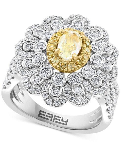 EFFY® Yellow Diamond (7/8 ct. t.w.) & White Diamond (1-1/3 ct. t.w.) Ring in 18k Two-Tone Gold