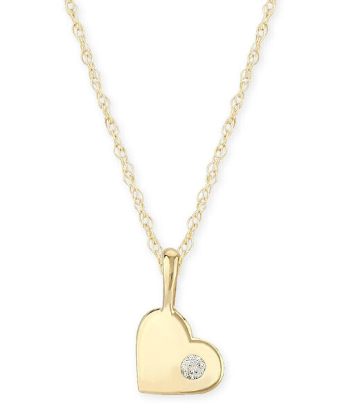 Macy's diamond Accent Solid Heart Pendant in 14K Yellow Gold