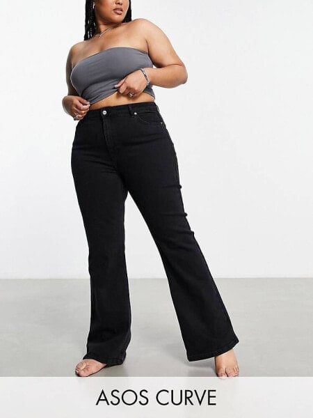 ASOS DESIGN Curve flared jeans in washed black