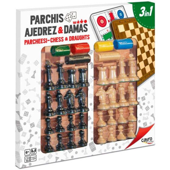 CAYRO Parchís - Chess - Ladies With Wood Accessories 33x33 cm Board Game