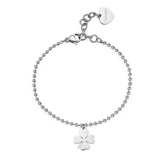 Браслет женский S'AGAPO' Popular steel bracelet с четырехлистным клевером Smile SSM015