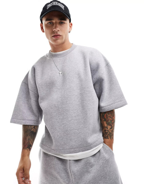 ASOS DESIGN boxy extreme oversized co-ord t-shirt with fixed hem in grey