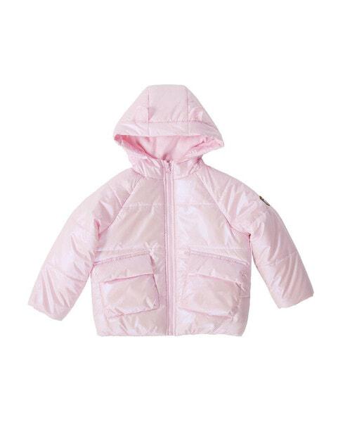 Bear paw Toddler Girls Iridescent Shiny Fleece Lined Puffer Coat with Hood