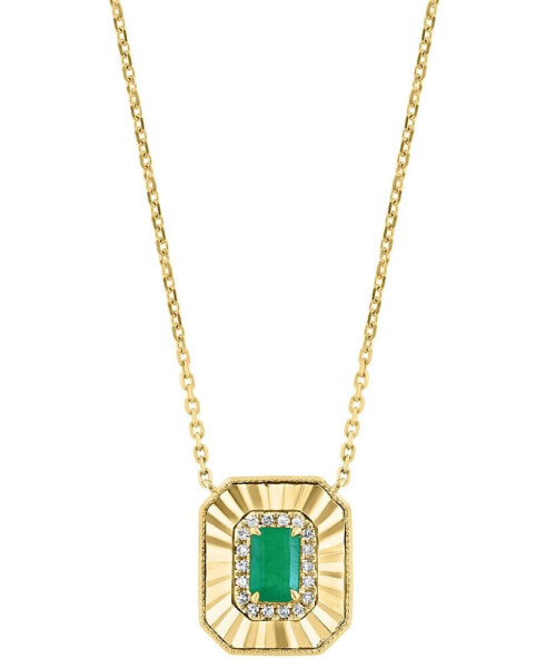 EFFY® Sapphire (5/8 ct. t.w.) & Diamond (1/10 ct. t.w.) Octagon Disc Pendant Necklace in 14k Gold, 17-1/4" + 3/4" extender (Also available in Emerald)