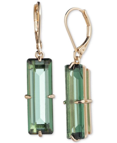 Gold-Tone Baguette Stone Drop Earrings