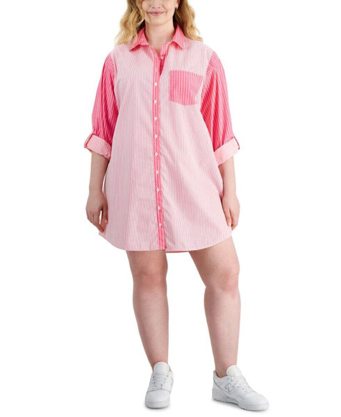 Trendy Plus Size Colorblocked Shirtdress