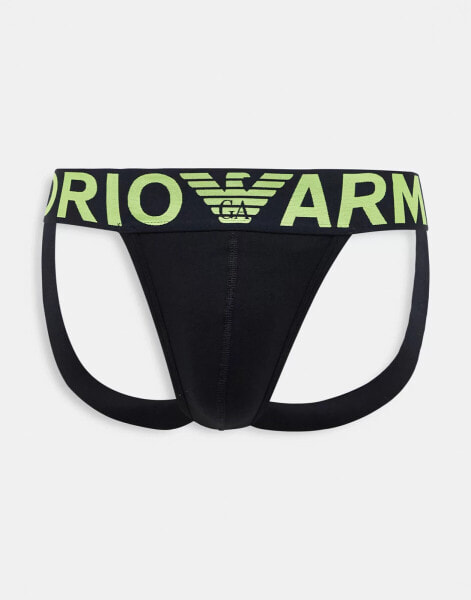 Emporio Armani – Bodywear – Jockstrap in Schwarz mit Logo